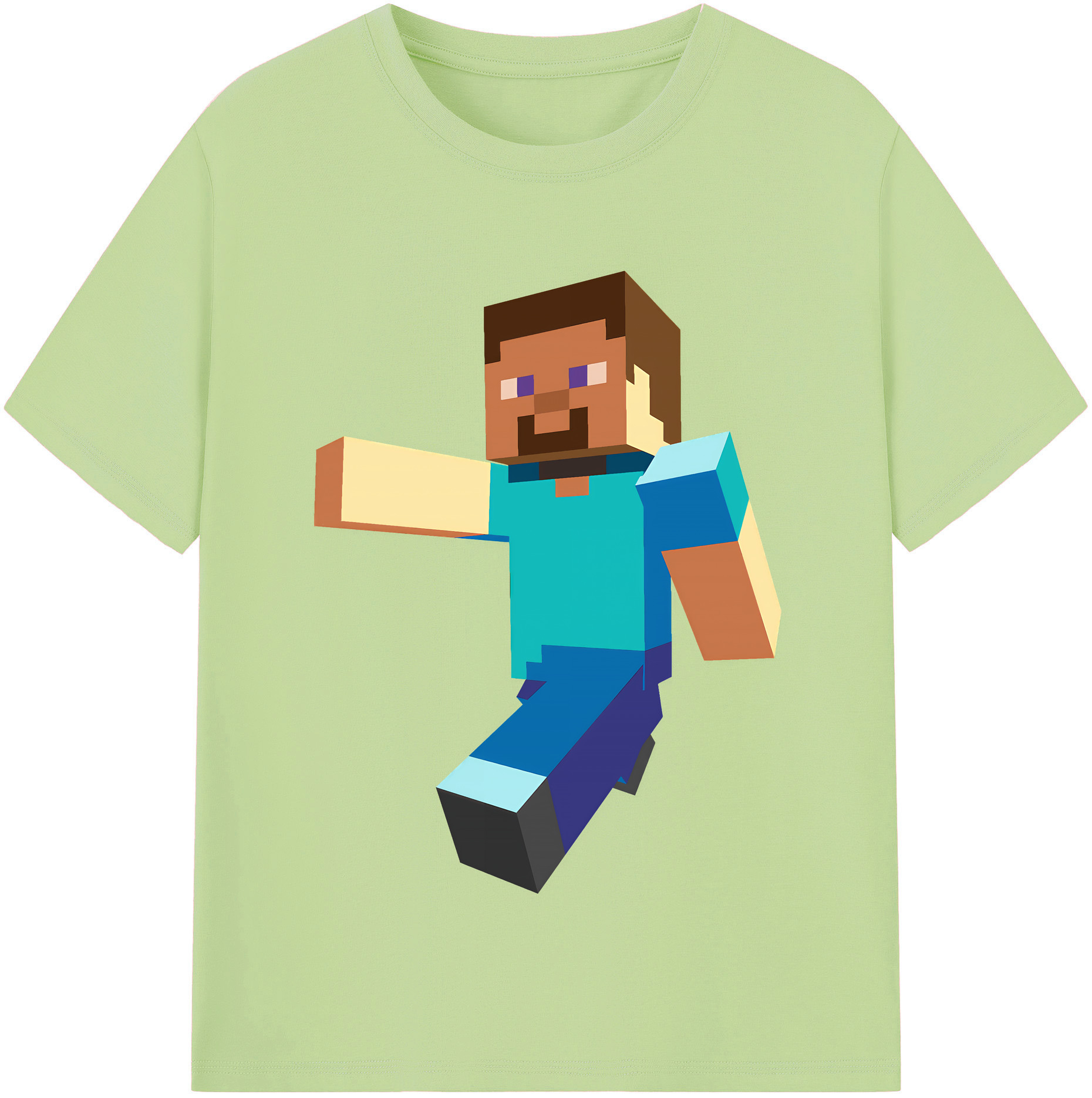 （画像用） マインクラフト ブロックの世界 Minecraft MC Block world 綿100％半袖Tシャツ（フロントプリント）